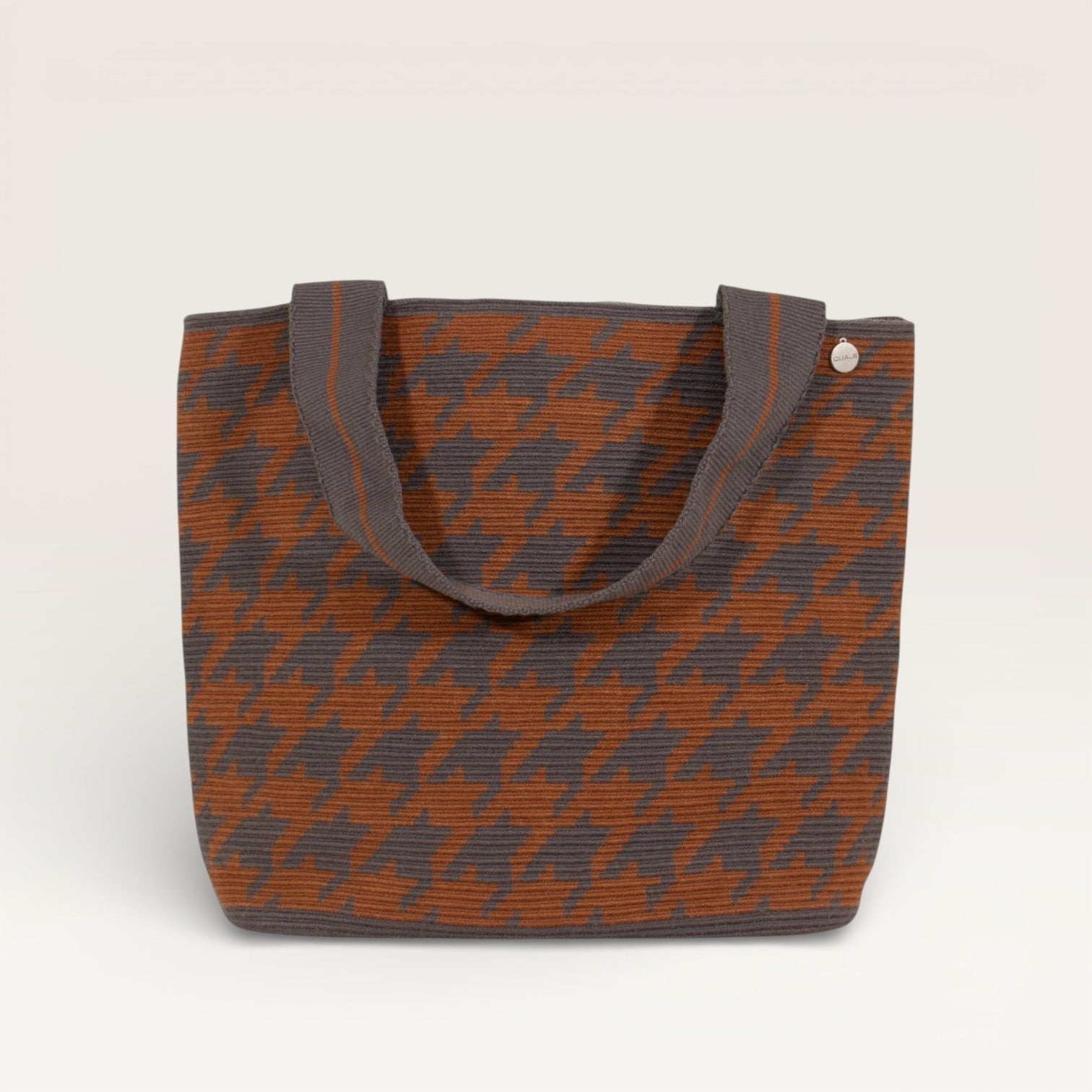 Sac fourre-tout ovale pied-de-poule | Acier