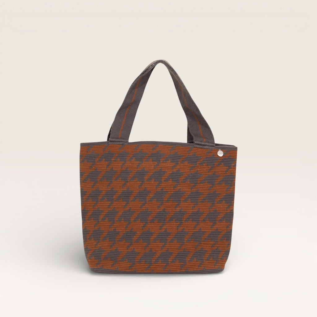 Sac fourre-tout ovale pied-de-poule | Acier