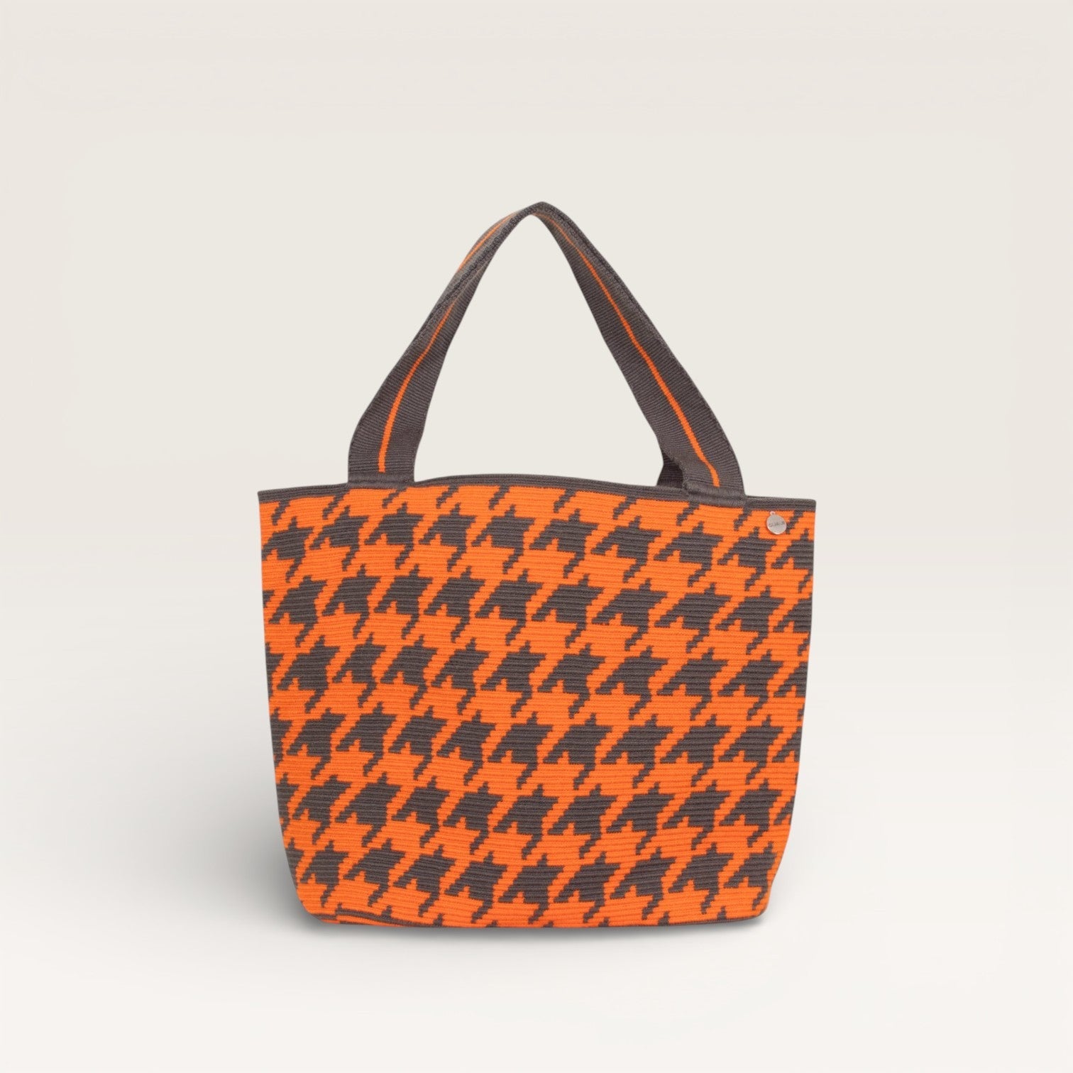 Sac cabas ovale pied-de-poule | Mandarine
