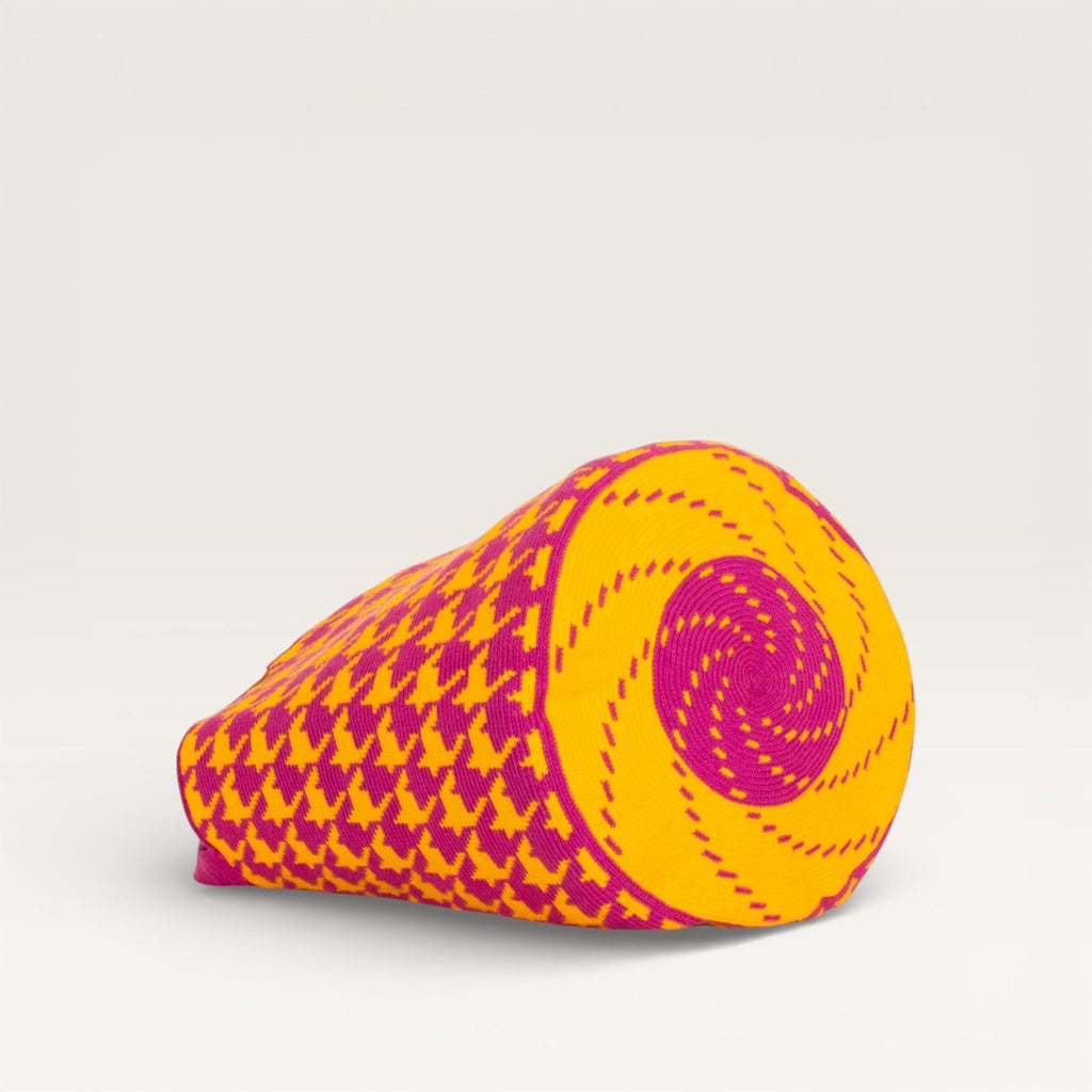 Sac cabas rond pied-de-poule | Aubergine