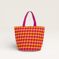 Sac cabas rond pied-de-poule | Aubergine