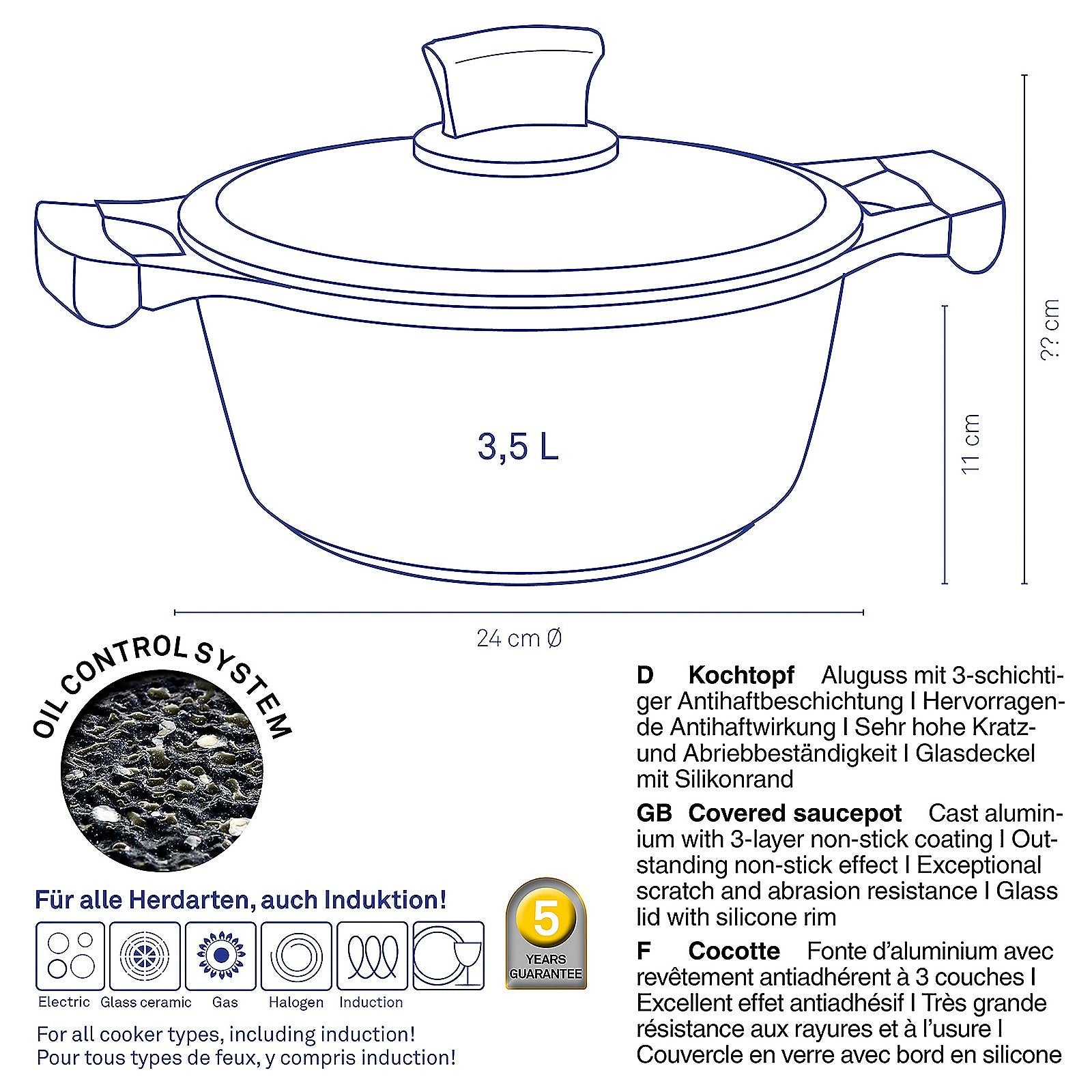 Stella Nova Braadpan met Deksel 3,5 liter