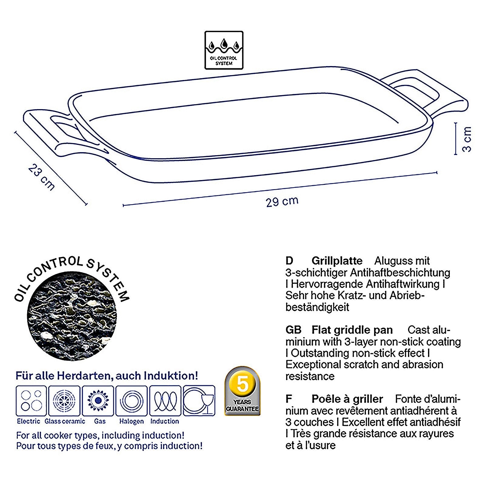 Stella Nova Grillplaat 29 x 23 cm