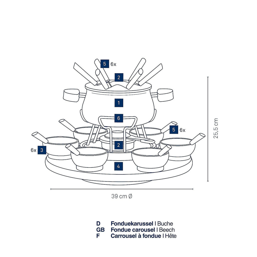 Natura Fondueset met Carrousel Set van 23 Stuks