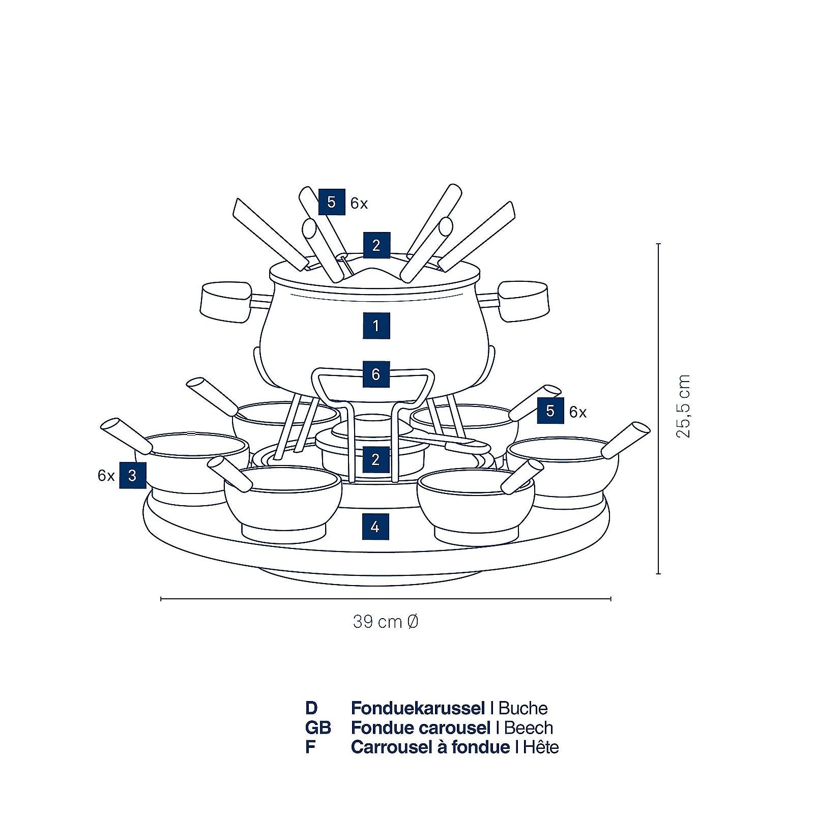 Natura Fondueset met Carrousel Set van 23 Stuks
