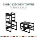 2-in-1 transformeerbare keukentoren - tafel- en stoelenset