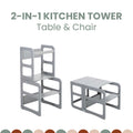 2-in-1 transformeerbare keukentoren - tafel- en stoelenset