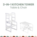 2-in-1 transformeerbare keukentoren - tafel- en stoelenset