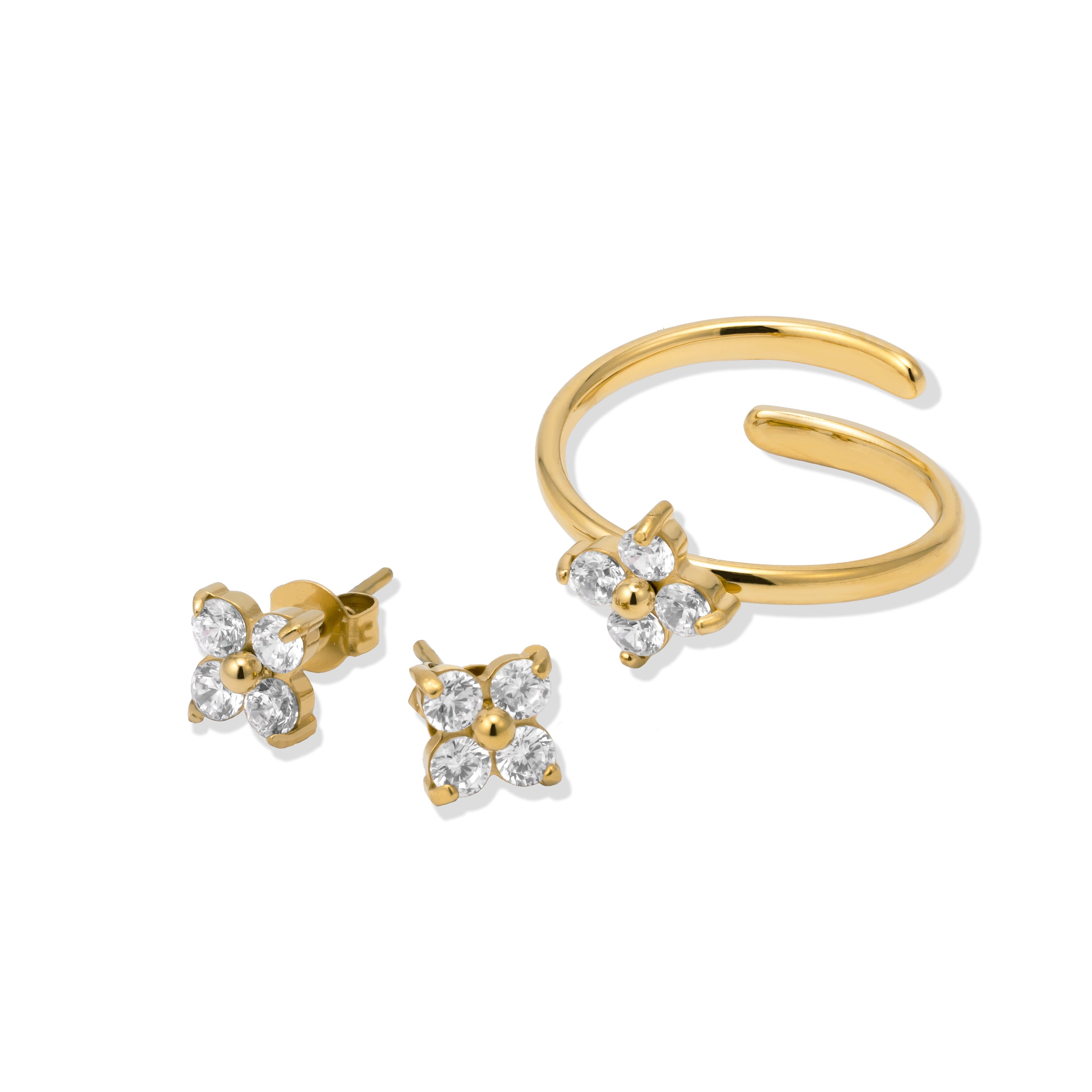 Ensemble Mini Fleur en or 18 carats