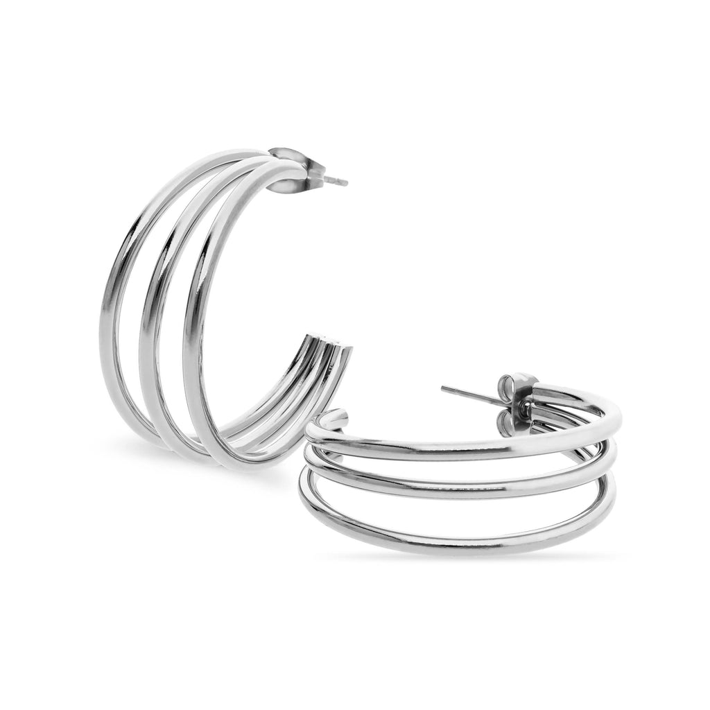 Boucle d'oreille multicouche argentée