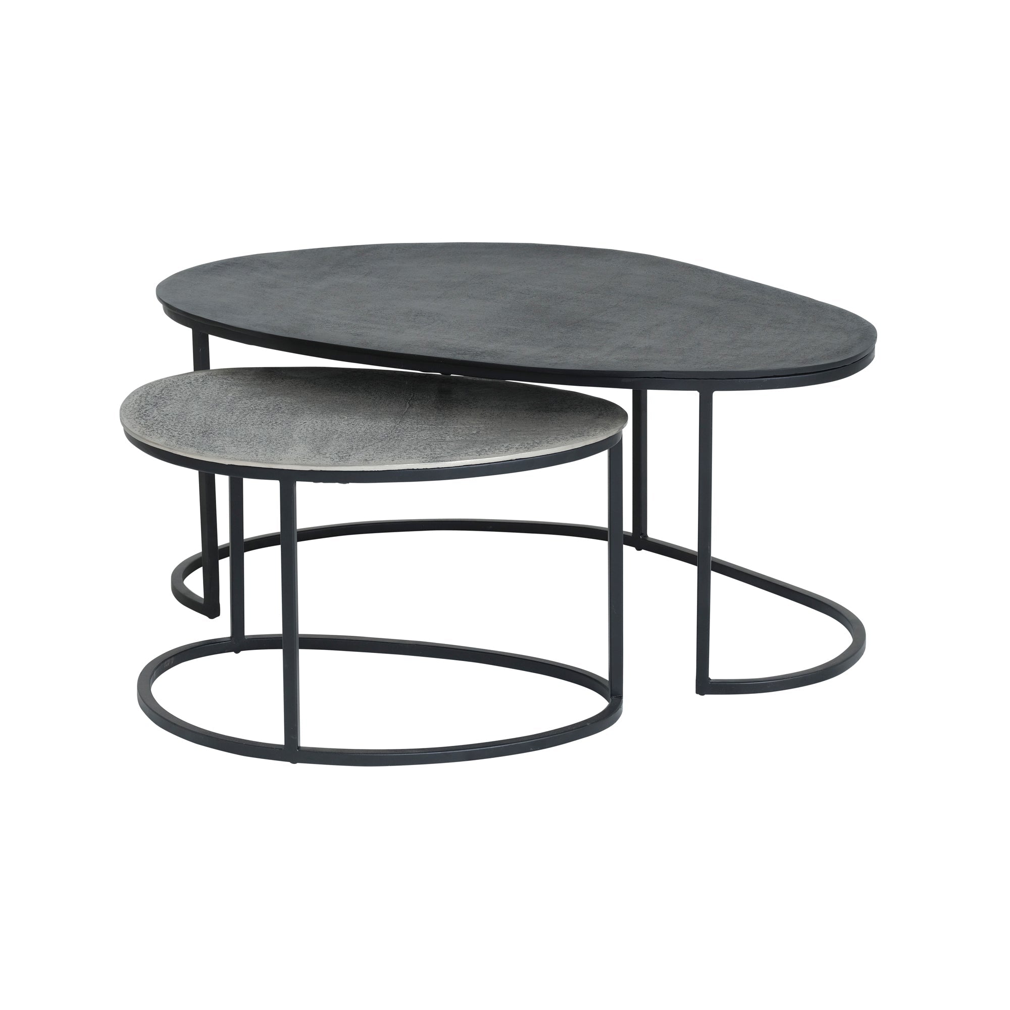 Napa salontafel, set van 2, Zwart / Zilver antiek