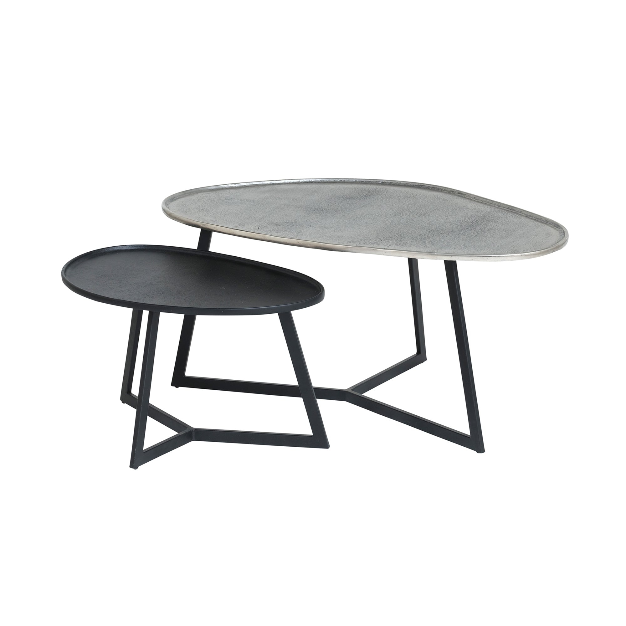 Novato salontafel, set van 2, Zilver antiek / Zwart