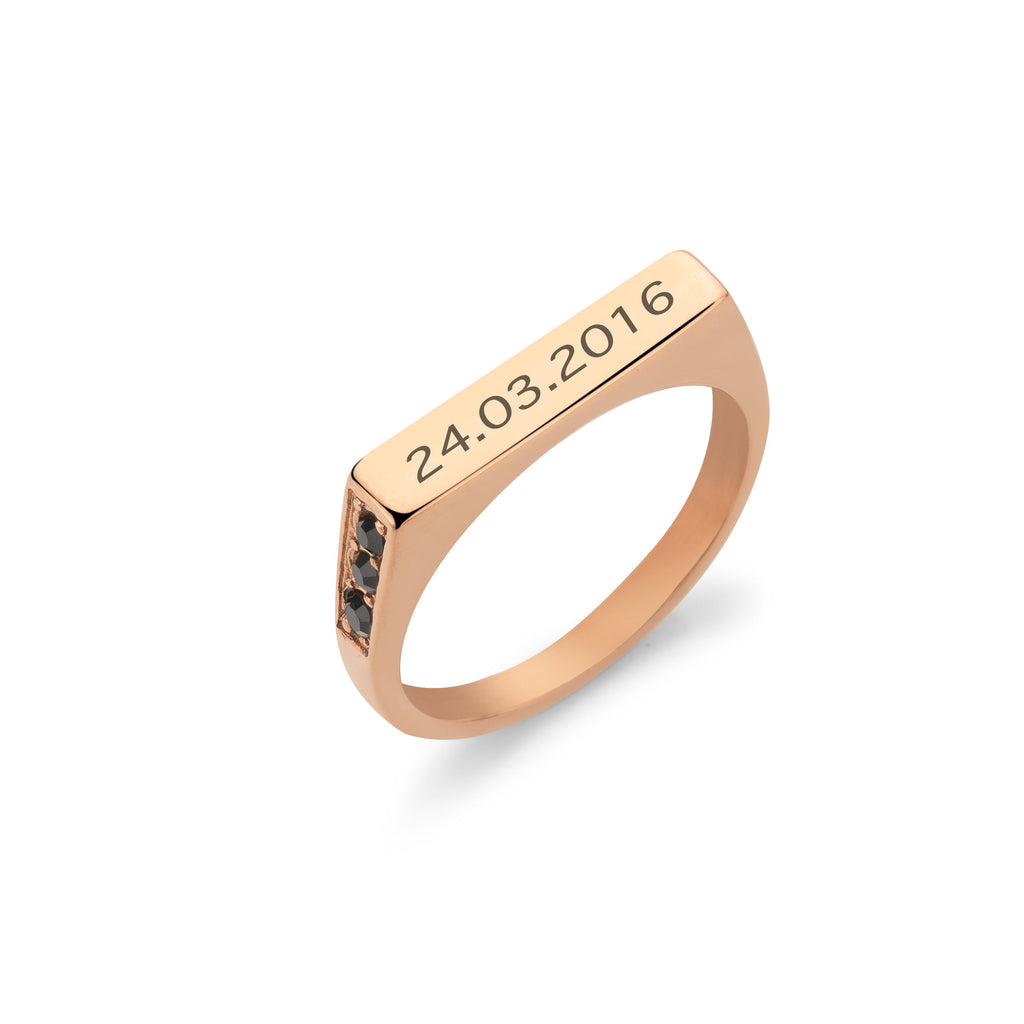 Noir, barre en or rose