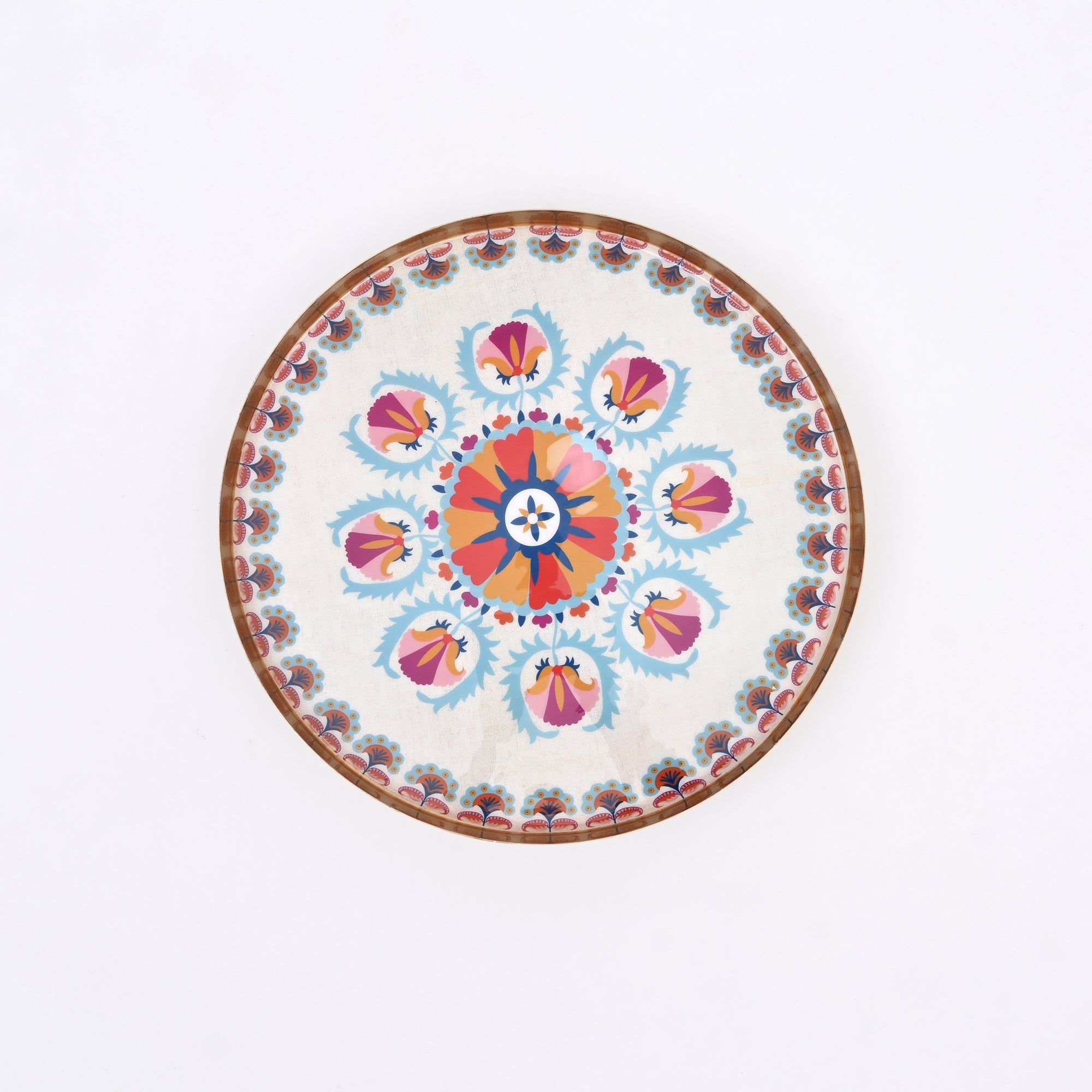Ronde Emaille Metalen Dienblad - Decoratieve Serveerschaal voor Thuis & Keuken