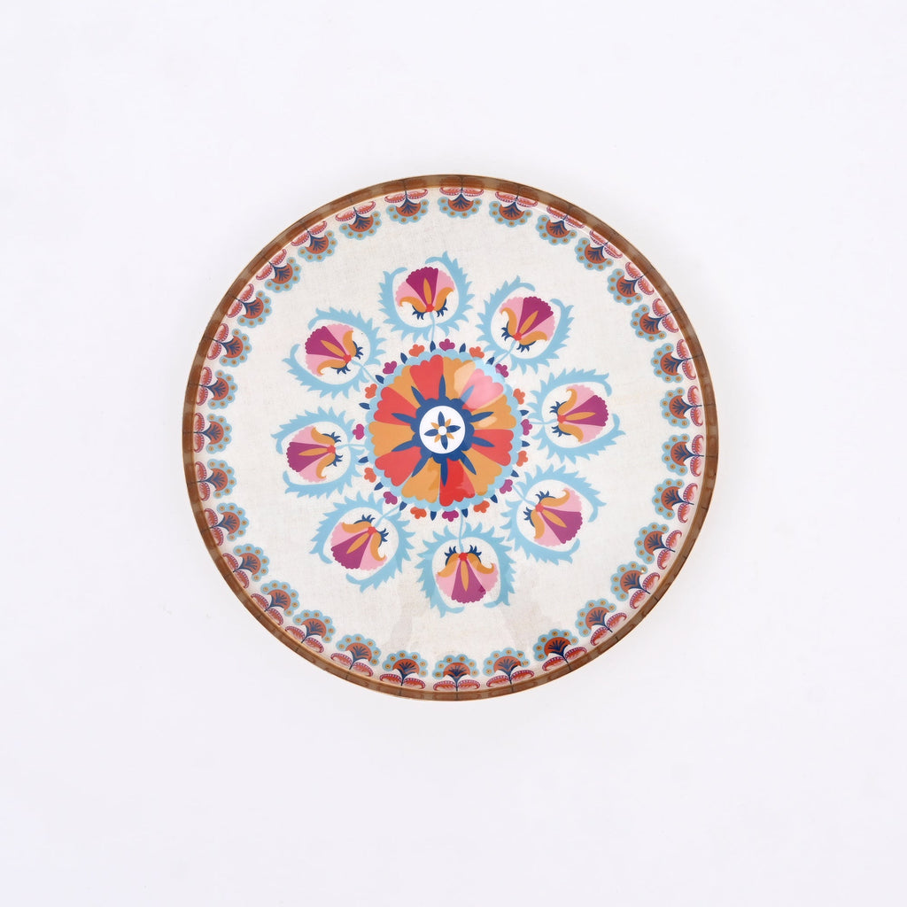 Ronde Emaille Metalen Dienblad - Decoratieve Serveerschaal voor Thuis & Keuken