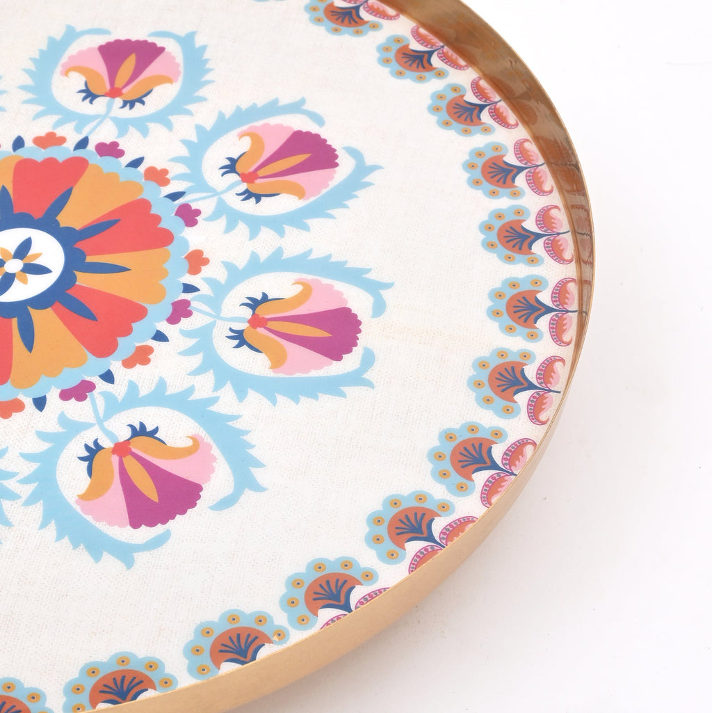Ronde Emaille Metalen Dienblad - Decoratieve Serveerschaal voor Thuis & Keuken