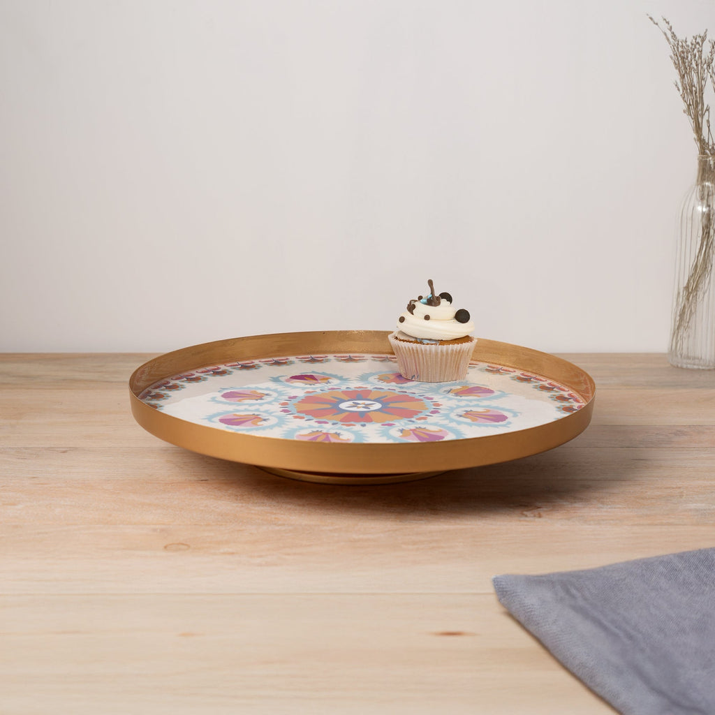 Ronde Emaille Metalen Dienblad - Decoratieve Serveerschaal voor Thuis & Keuken