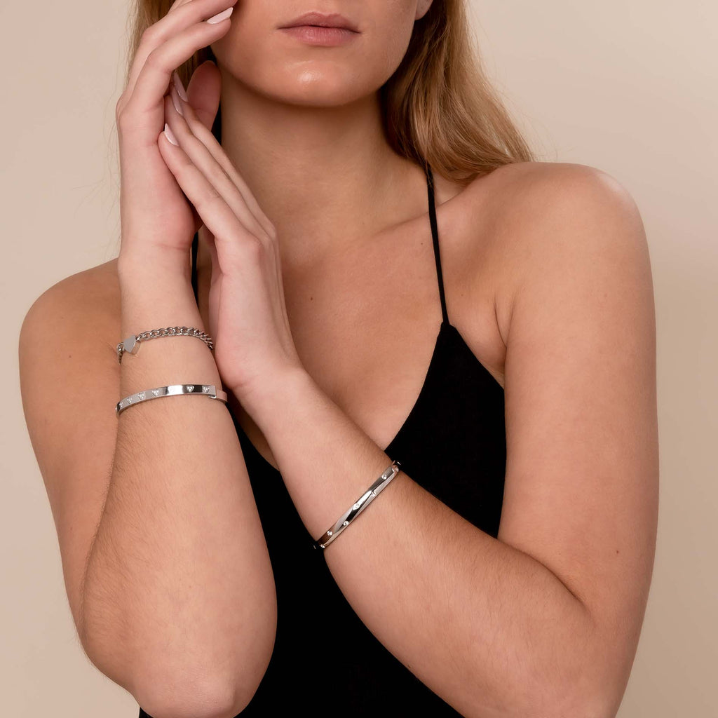 Bracelet jonc Luna argenté