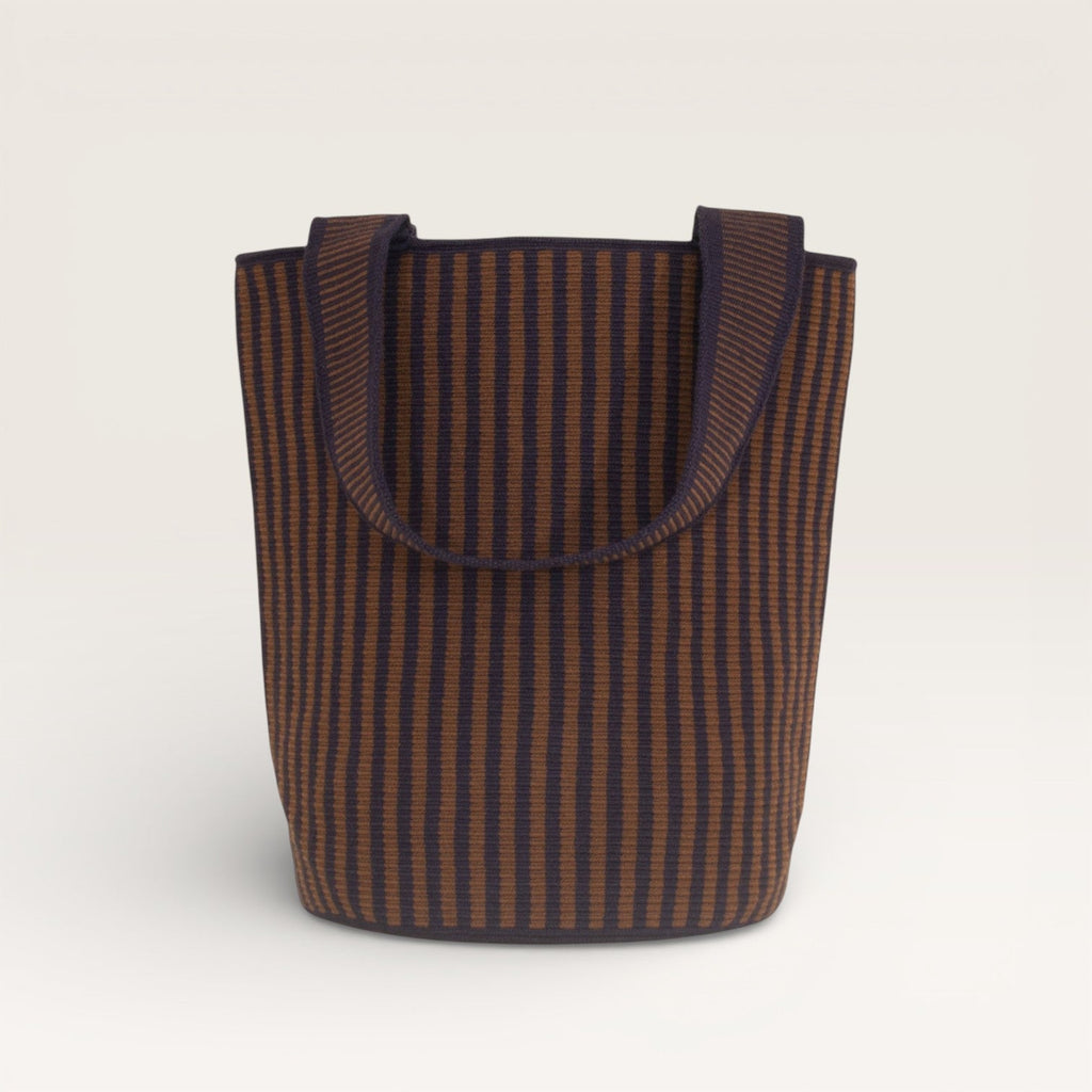 Sac cabas rond rayé L | Mocha