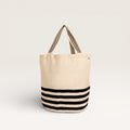 Sac cabas rond en filet rayé | Noir