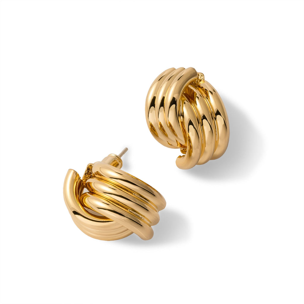 Boucles d'oreilles clous torsadés dorés