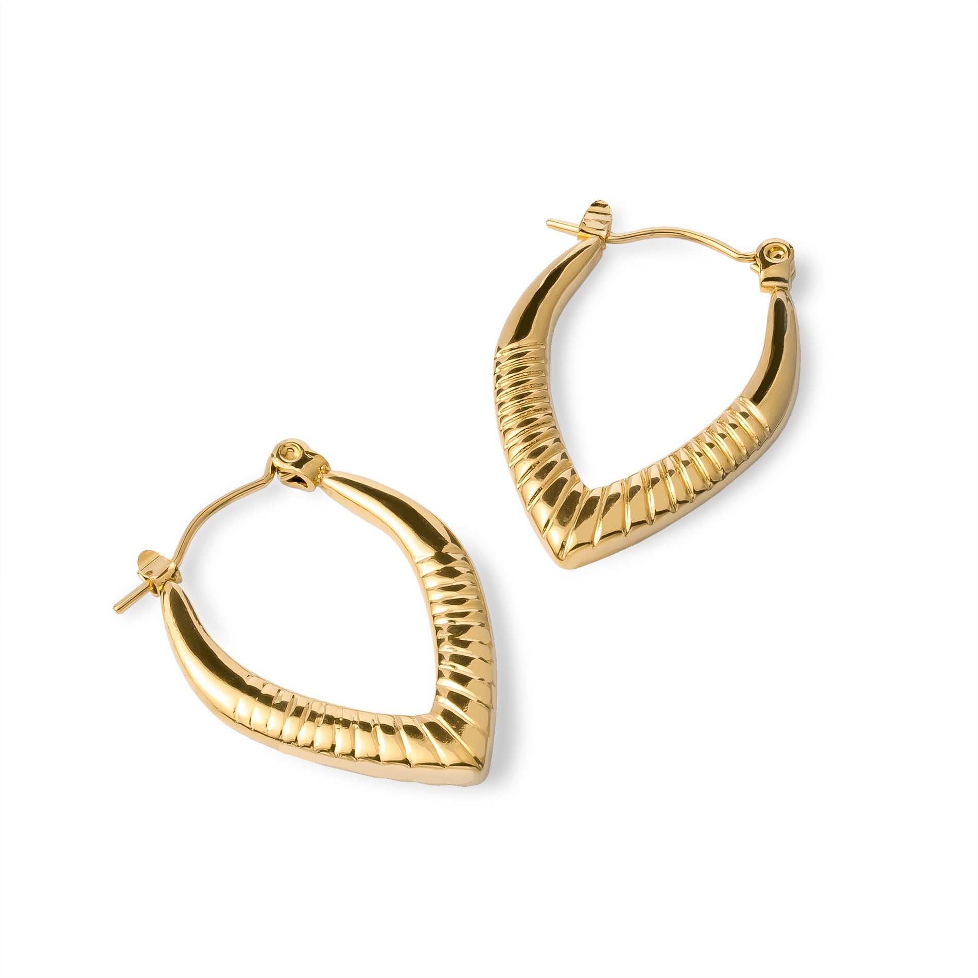 Boucle d'oreille créole en V dorée