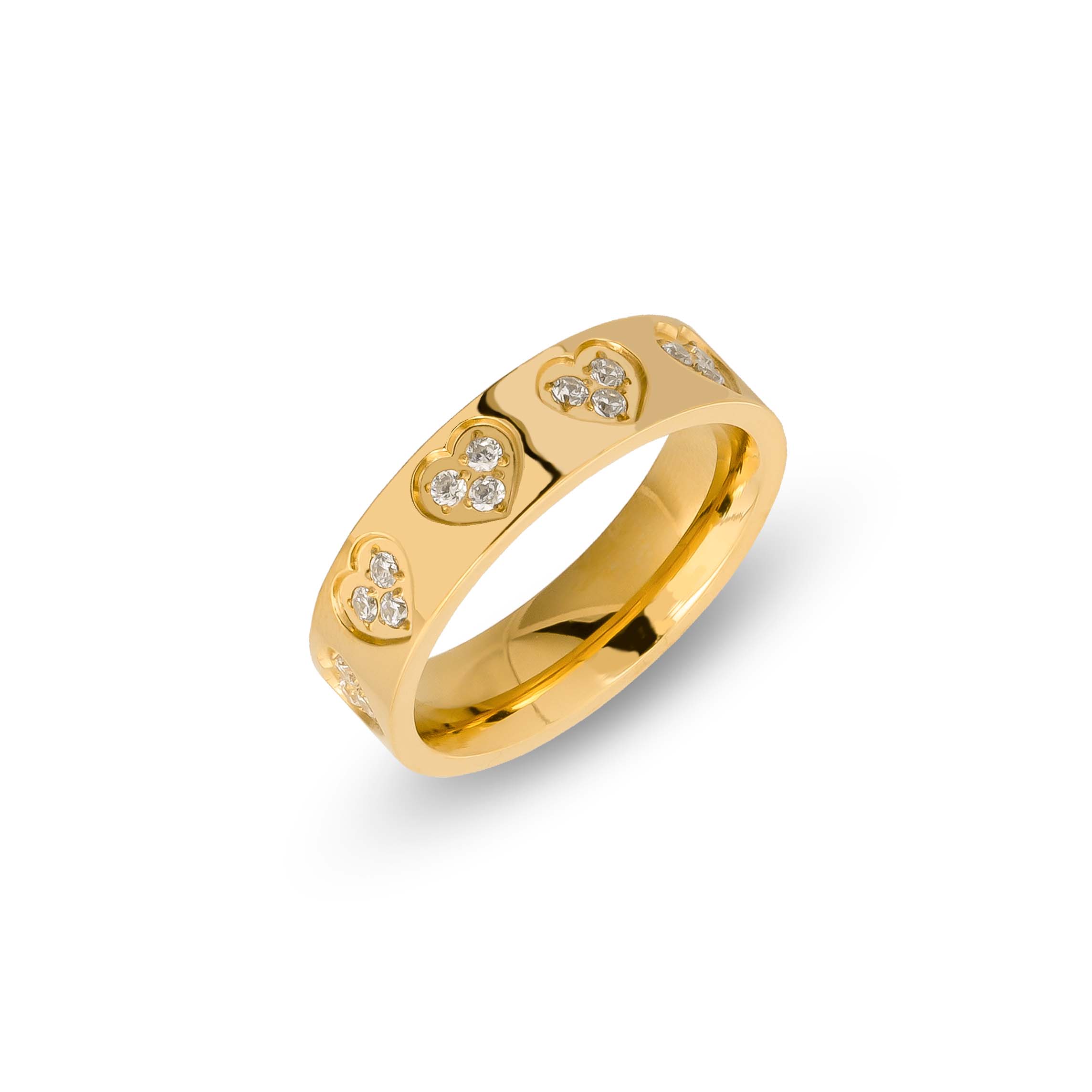 Bague cœur en oxyde de zirconium doré