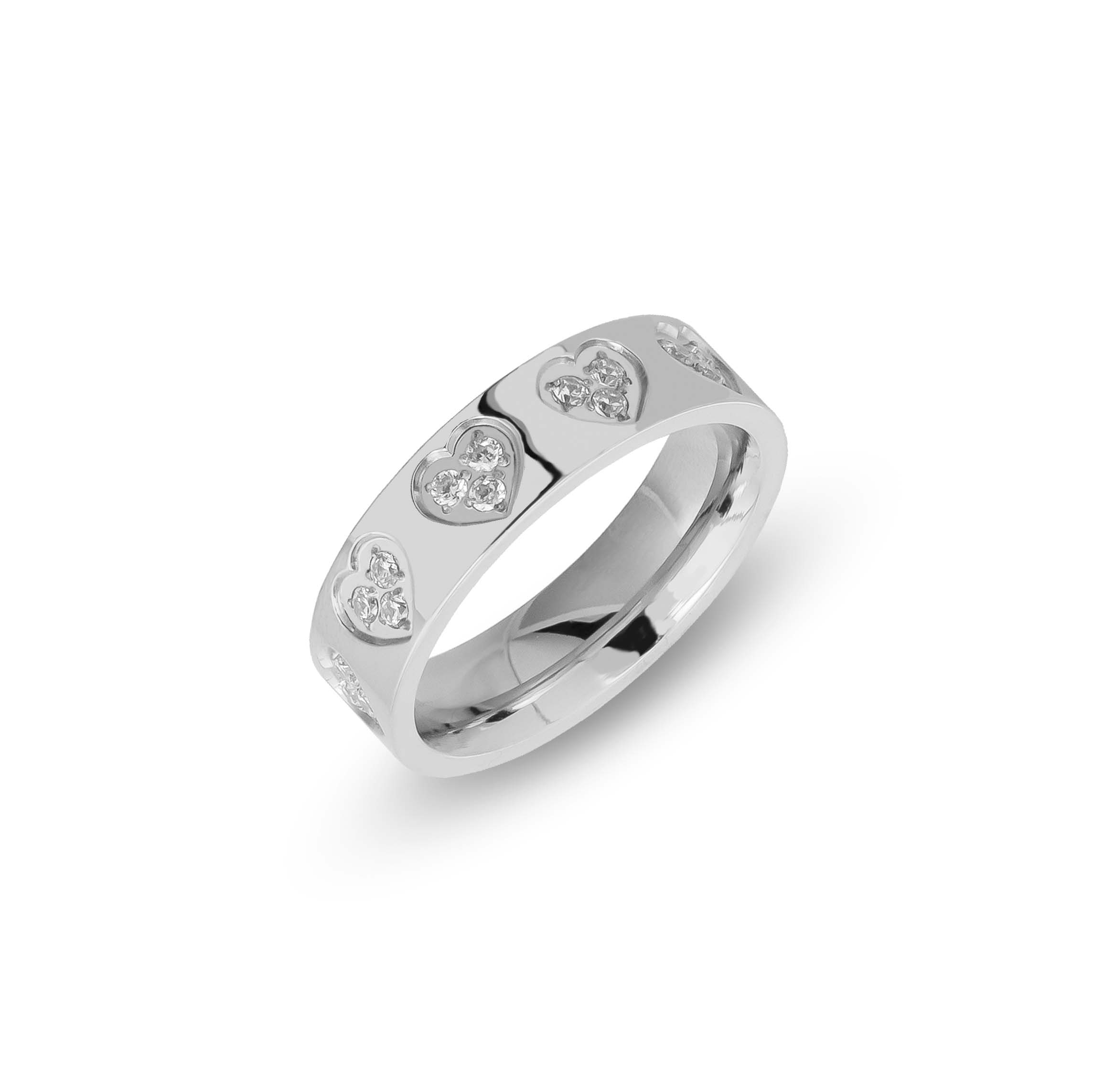 Bague cœur en argent avec zircone