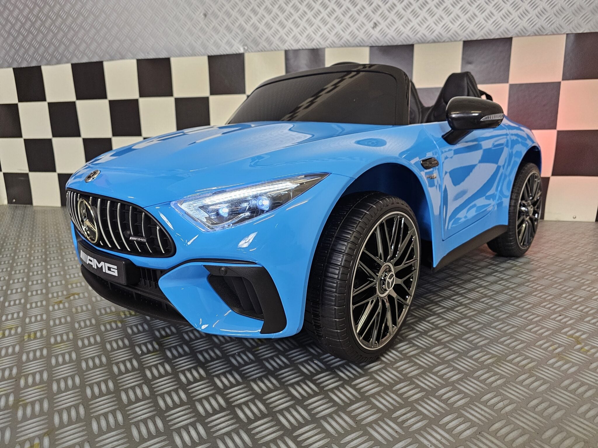 Elektrische kinderauto Mercedes SL63 12 volt metallic blauw