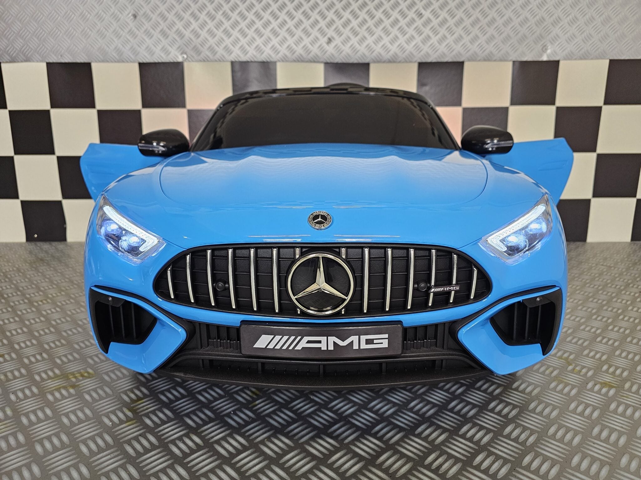 Elektrische kinderauto Mercedes SL63 12 volt metallic blauw