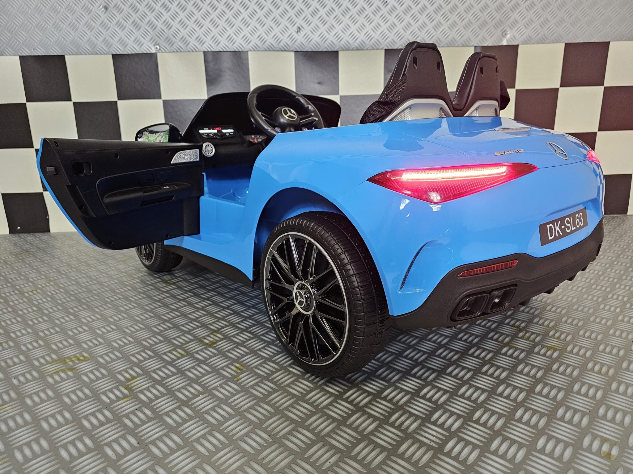 Elektrische kinderauto Mercedes SL63 12 volt metallic blauw
