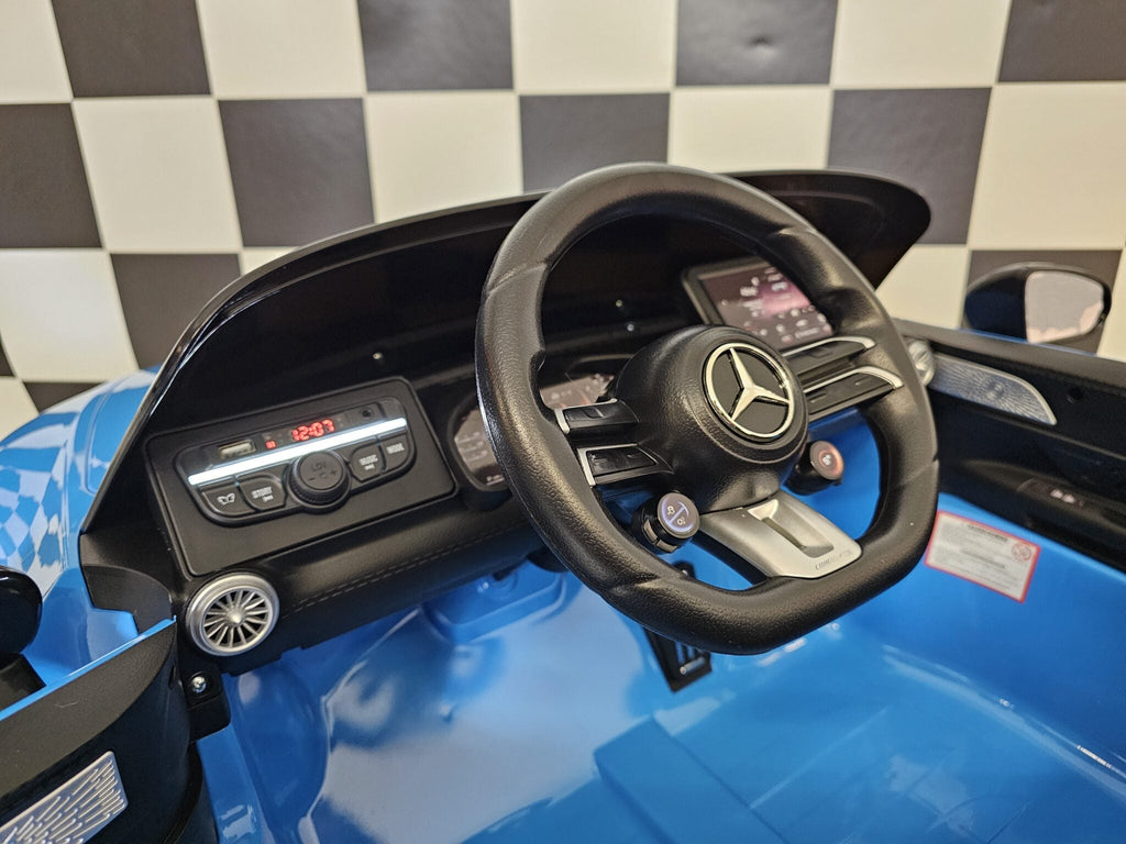 Elektrische kinderauto Mercedes SL63 12 volt metallic blauw