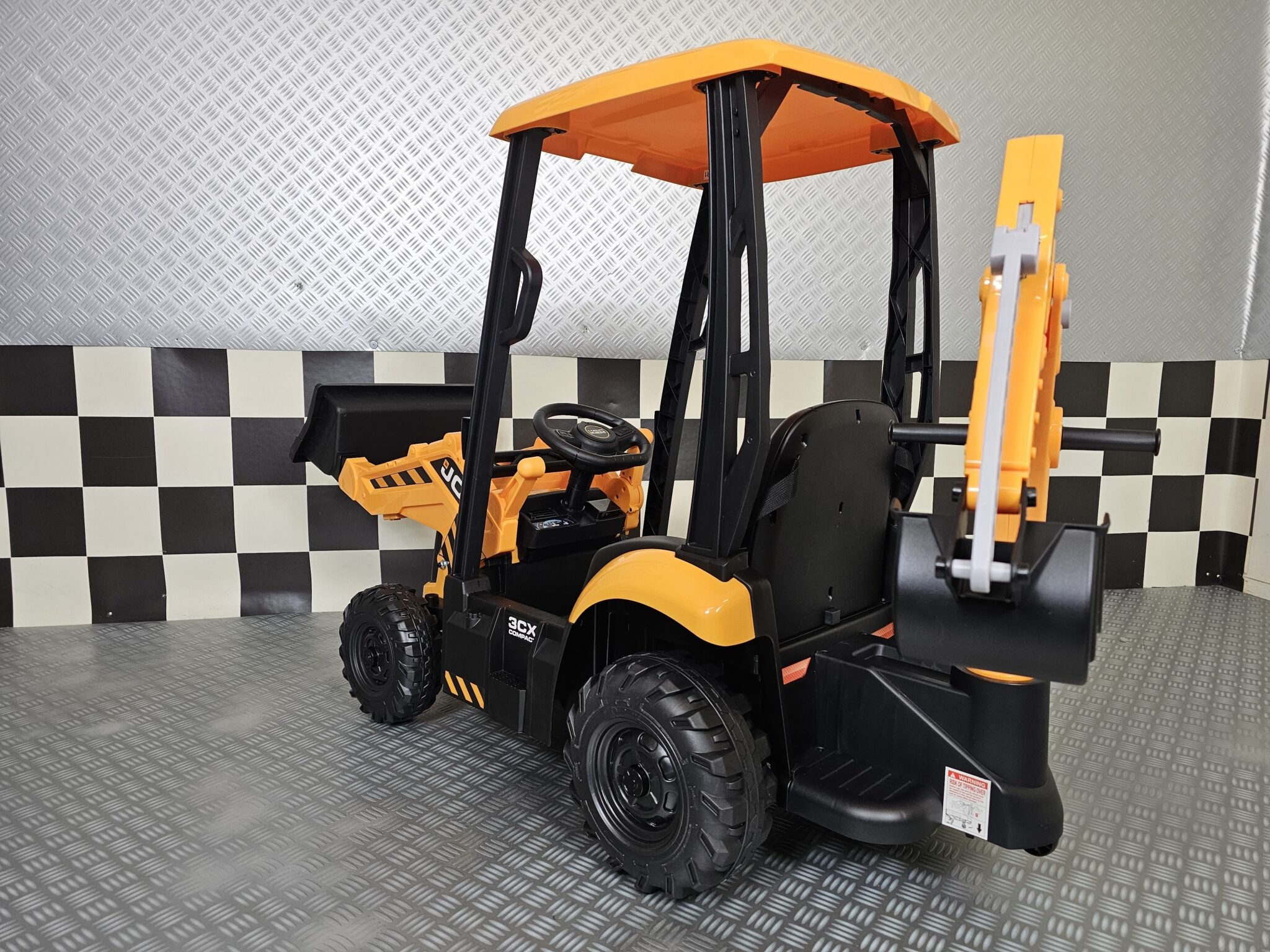 Elektrische kindertractor JCB Sitemaster met dak 12 volt