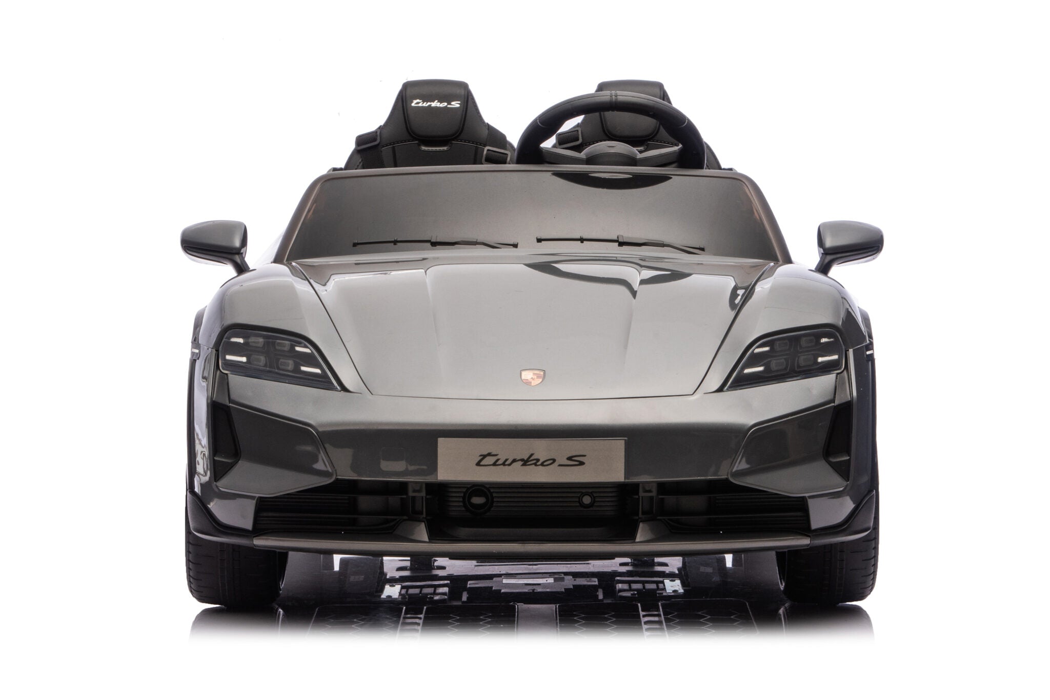 Porsche Taycan elektrische kinderauto voor 2 personen 24 volt grijs