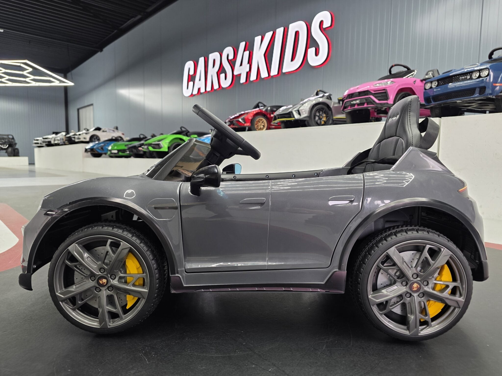 Porsche Taycan 12V Electric Ride-On Car – Grey 1-Seater with Remote Control, Bluetooth & LED Lights