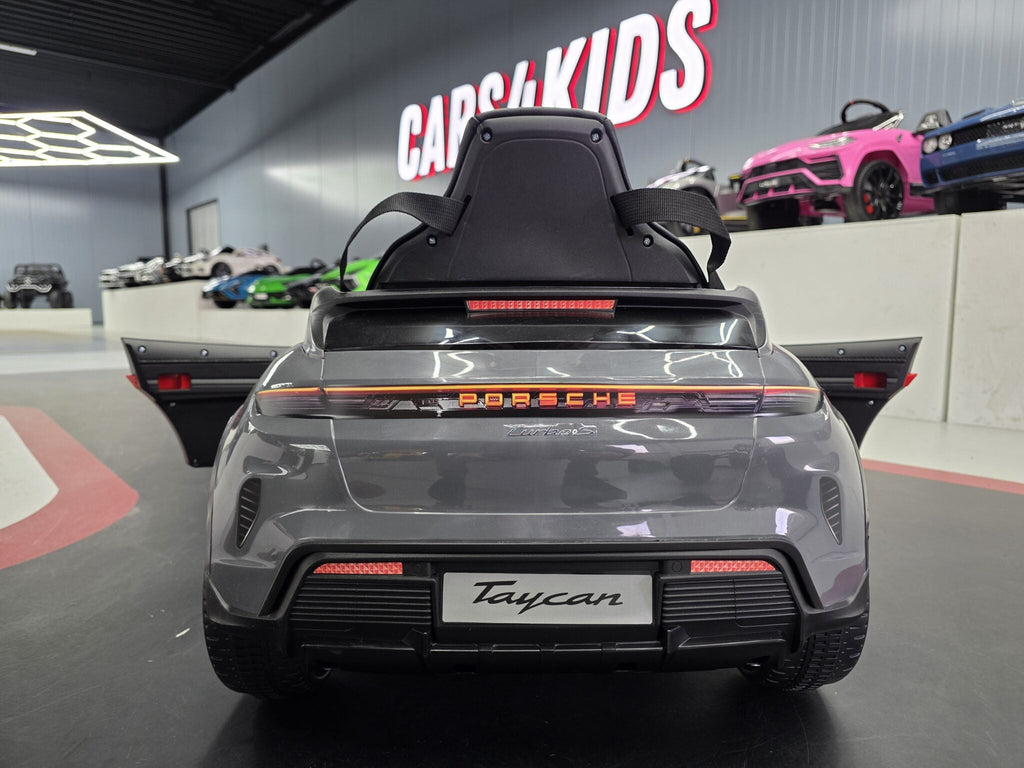 Porsche Taycan 12V Electric Ride-On Car – Grey 1-Seater with Remote Control, Bluetooth & LED Lights
