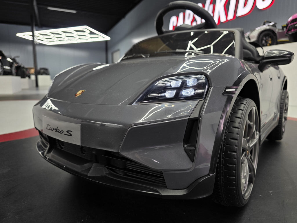 Porsche Taycan 12V Electric Ride-On Car – Grey 1-Seater with Remote Control, Bluetooth & LED Lights