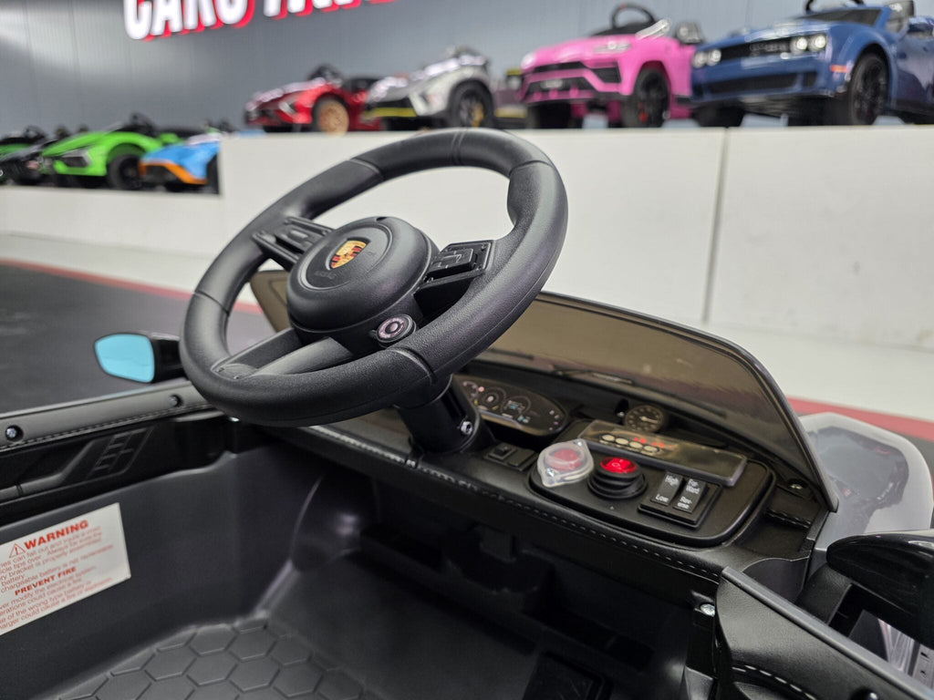 Porsche Taycan 12V Electric Ride-On Car – Grey 1-Seater with Remote Control, Bluetooth & LED Lights