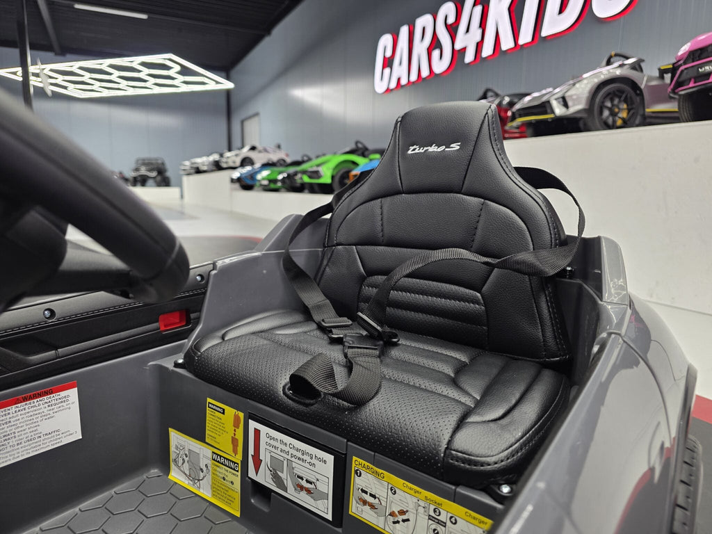 Porsche Taycan 12V Electric Ride-On Car – Grey 1-Seater with Remote Control, Bluetooth & LED Lights