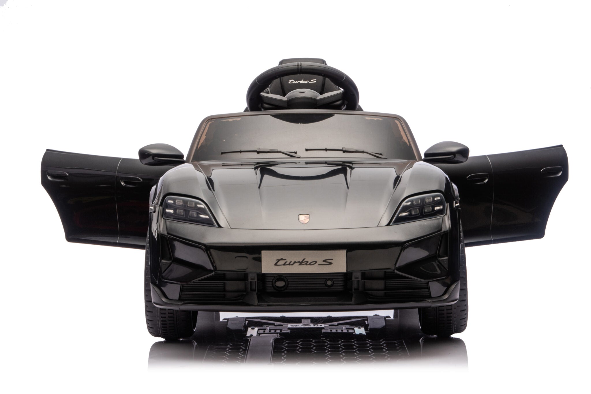 Kinderauto Porsche Taycan 1-persoons 12 volt zwart