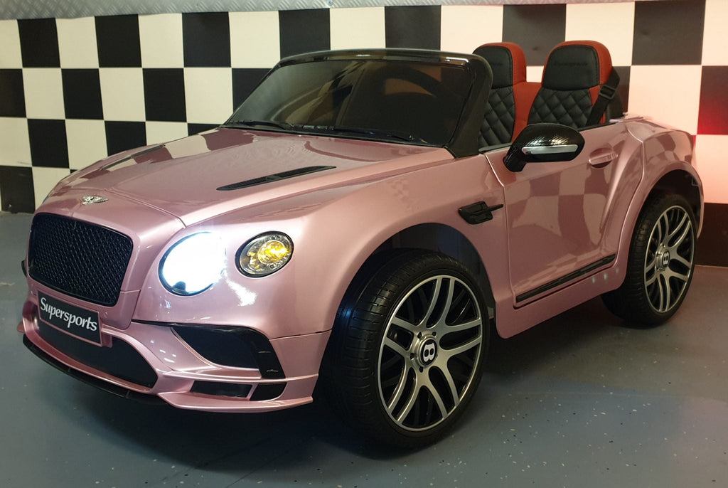 Bentley Continental 12V Electric Ride-On Car – Metallic Pink with Remote Control & Leather Seat