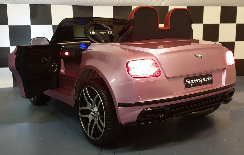 Bentley Continental 12V Electric Ride-On Car – Metallic Pink with Remote Control & Leather Seat
