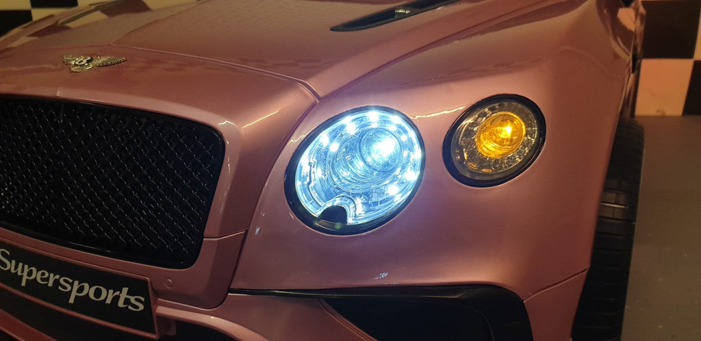 Bentley Continental 12V Electric Ride-On Car – Metallic Pink with Remote Control & Leather Seat