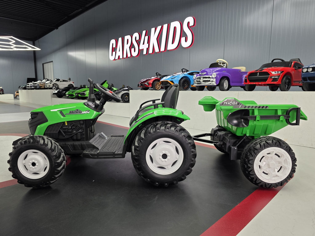 Kindertractor 24 volt met aanhanger en afstandsbediening