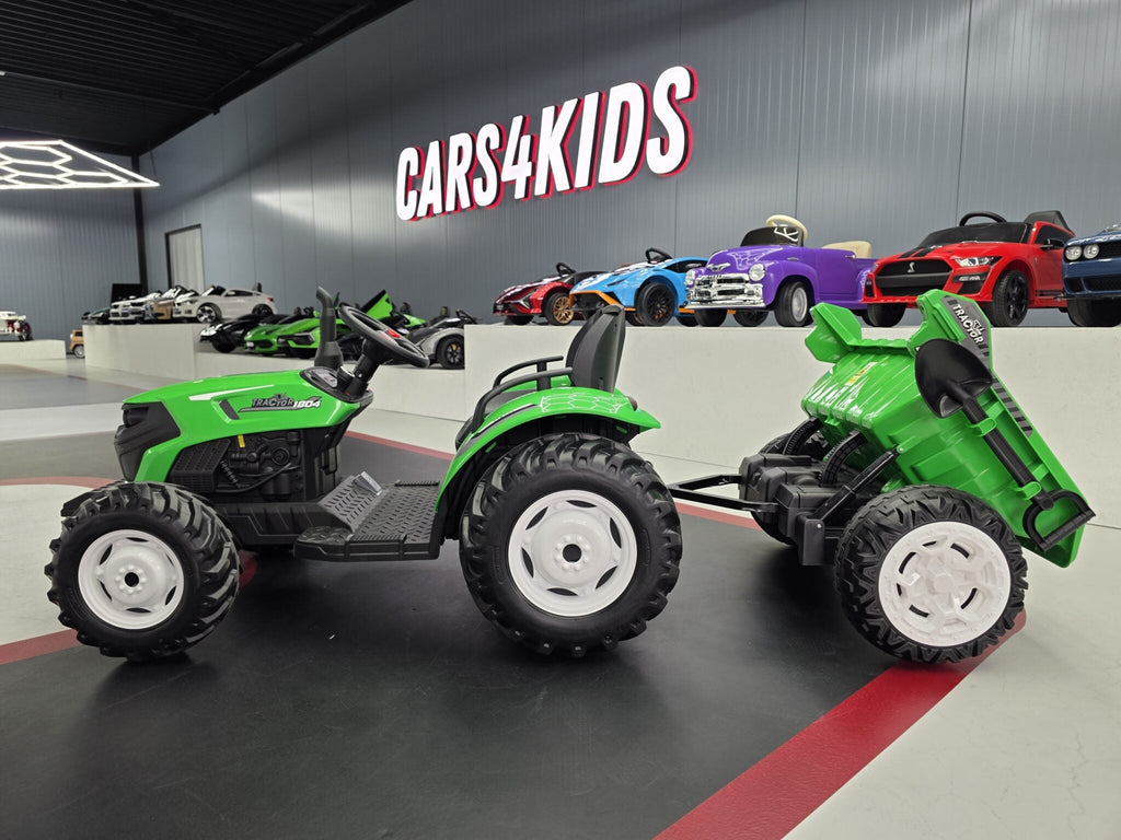 Kindertractor 24 volt met aanhanger en afstandsbediening