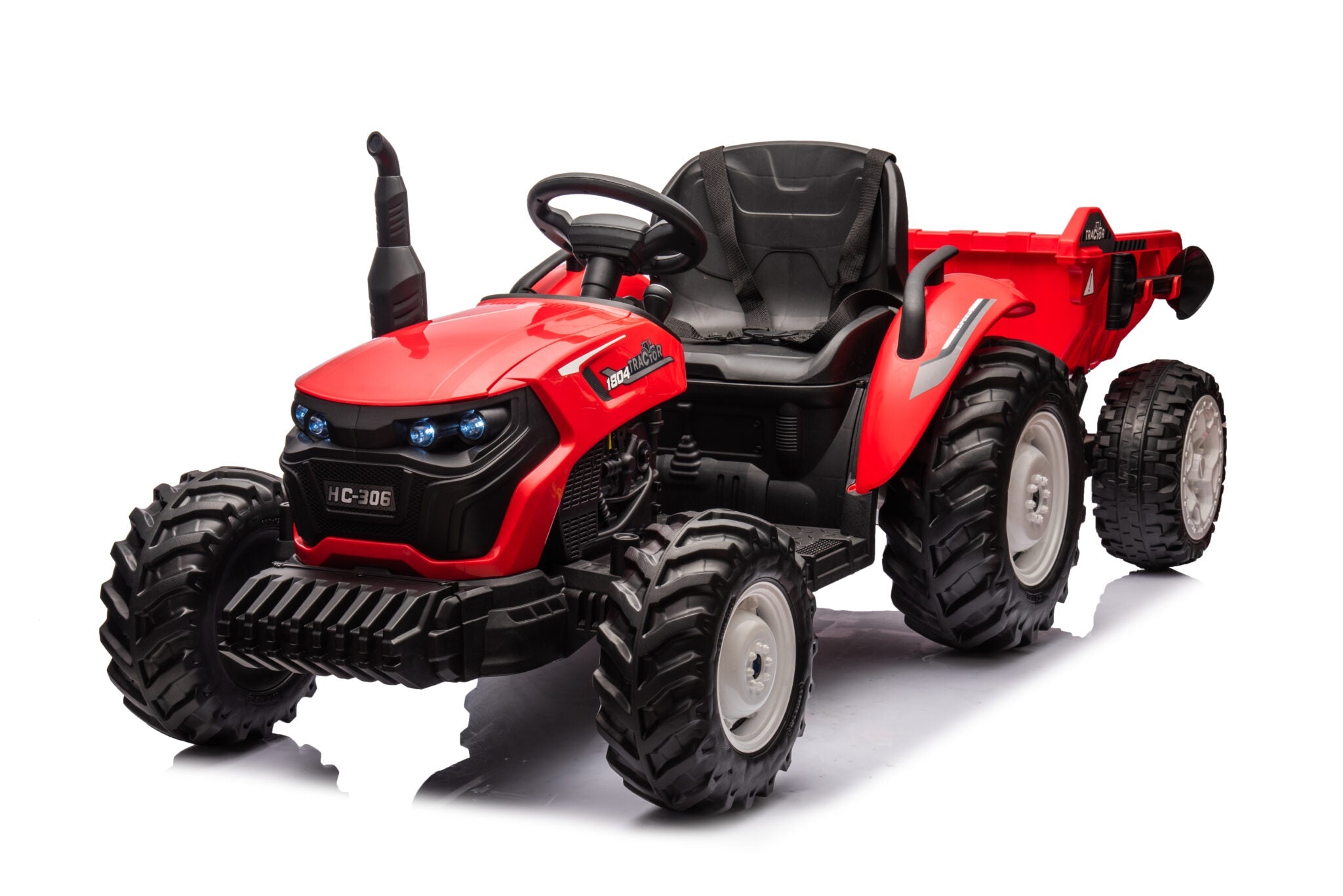 Elektrische kindertractor 24 volt met aanhanger rood