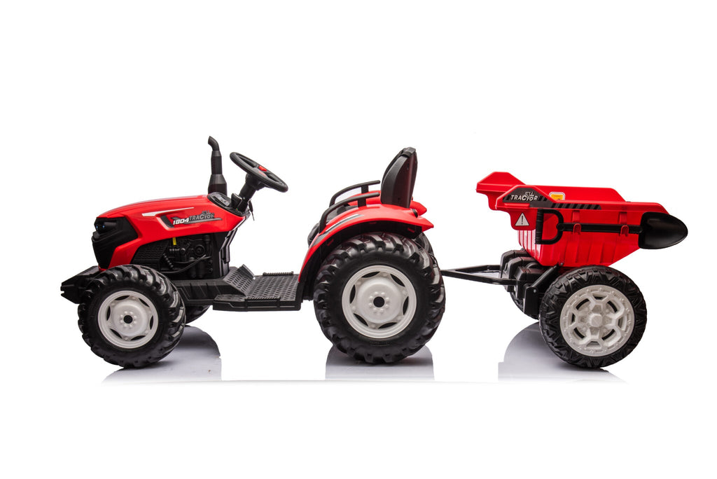 Elektrische kindertractor 24 volt met aanhanger rood