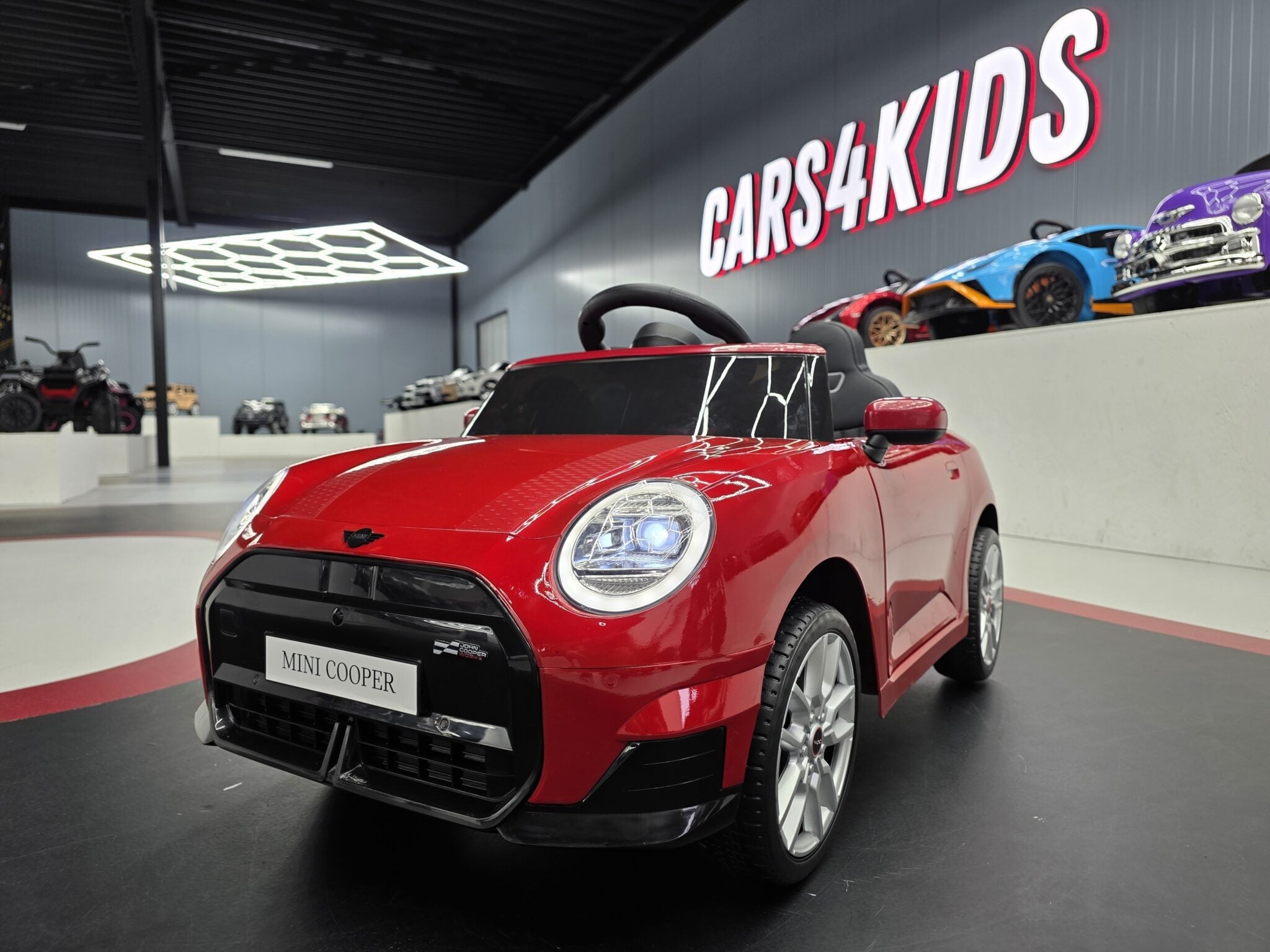 Kinderauto Mini Cooper S 12 volt metallic rood