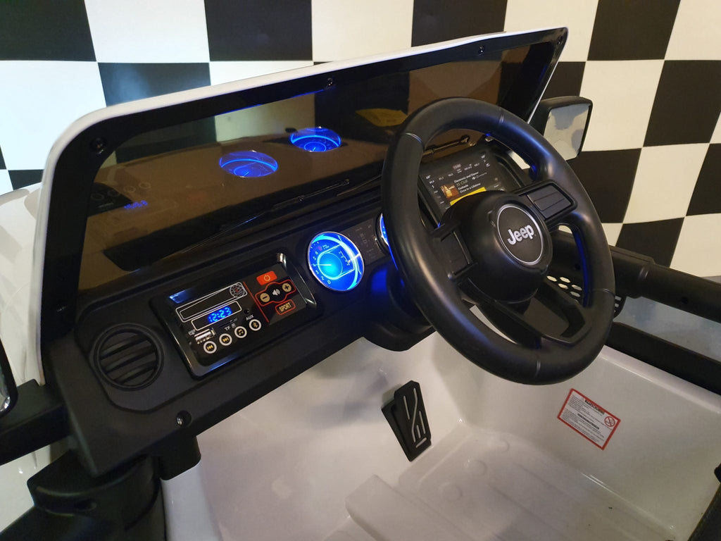 Jeep Wrangler kinderauto 12 volt vierwielaandrijving RC wit