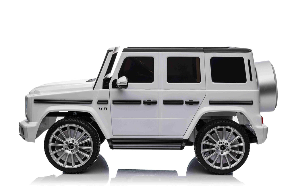 Mercedes G500 12V Electric Ride-On Car – White with Remote Control, LED Lights & Leather Seat